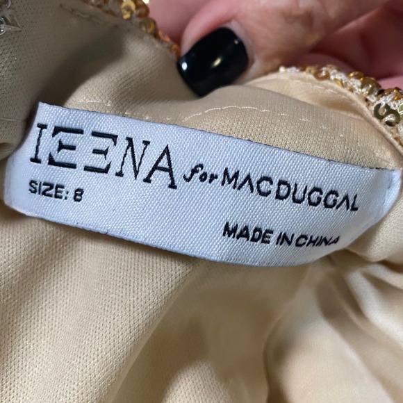 NWT IEENA Mac Duggal Gold Sequin Halter Neck Column Gown Formal Evening Dress 8 - Picture 6 of 6